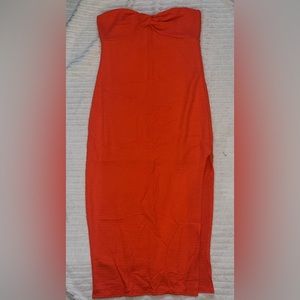 Strapless Neon Orange Dress